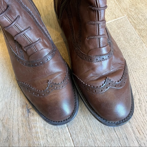 Genuine leather brown intricate knee high boots - Picture 8 of 12